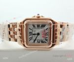 Fake Panthere De Cartier Silver Dial Rose Gold watch 27mm Medium size